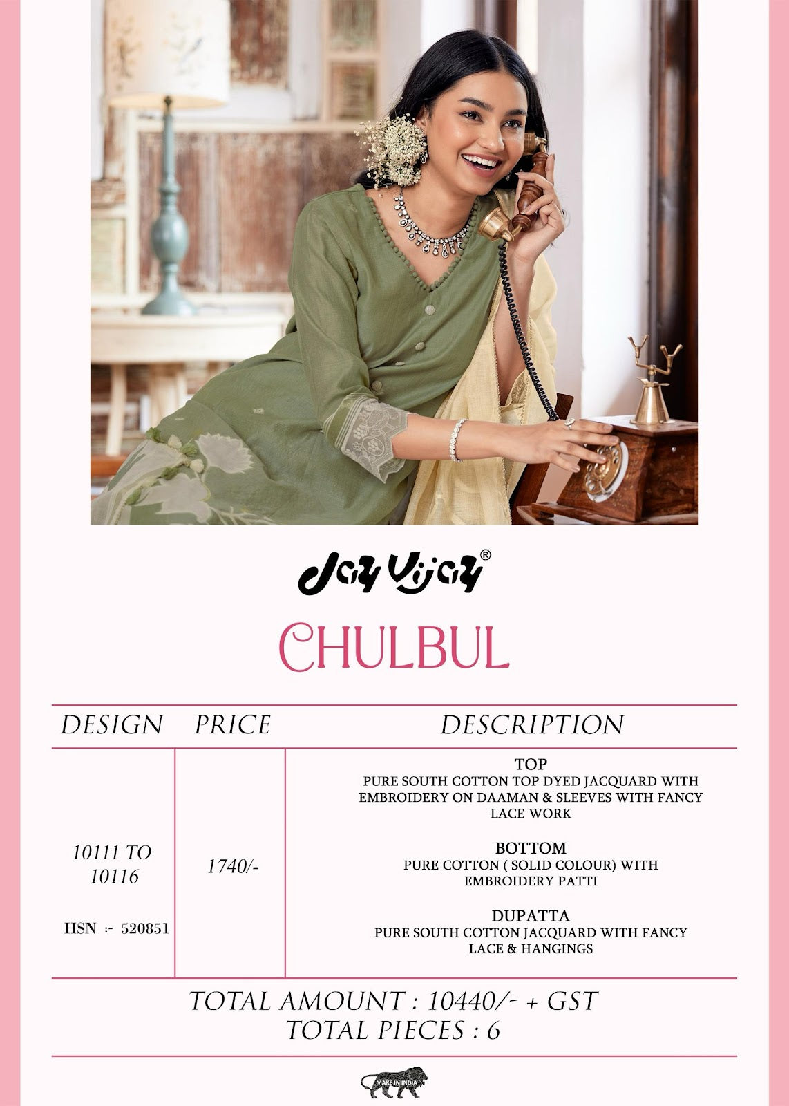 Chulbul Jay Vijay South Cotton Pant Style Suits Wholesale Price