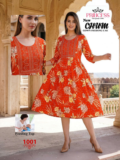 Chum Princess Creation Reyon Feeding Kurtis Exporter Gujarat