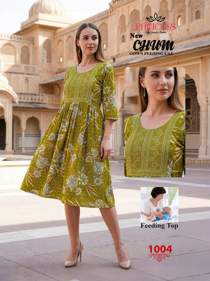 Chum Princess Creation Reyon Feeding Kurtis Exporter Gujarat