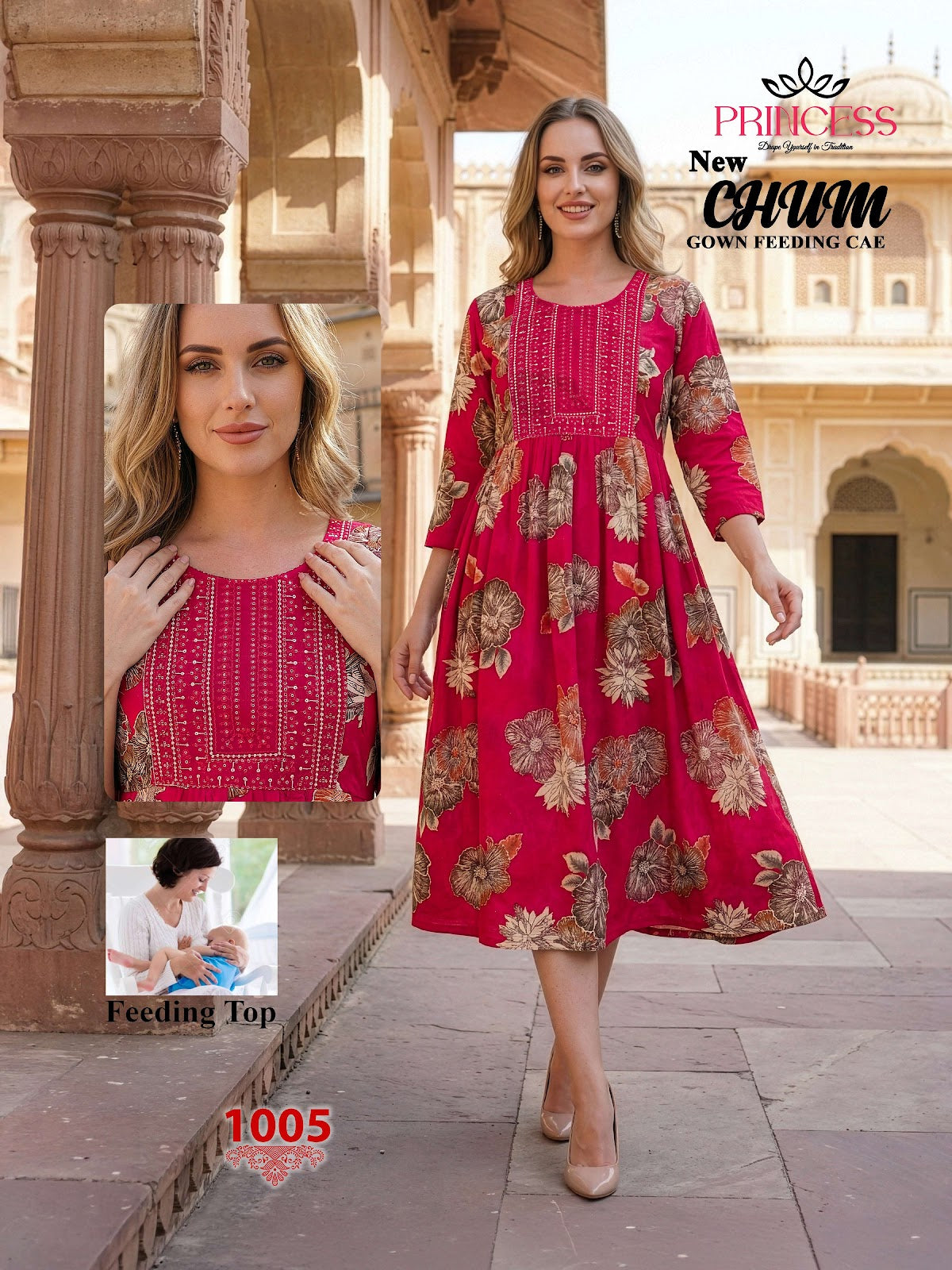 Chum Princess Creation Reyon Feeding Kurtis Exporter Gujarat