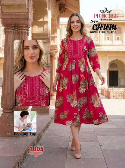 Chum Princess Creation Reyon Feeding Kurtis Exporter Gujarat