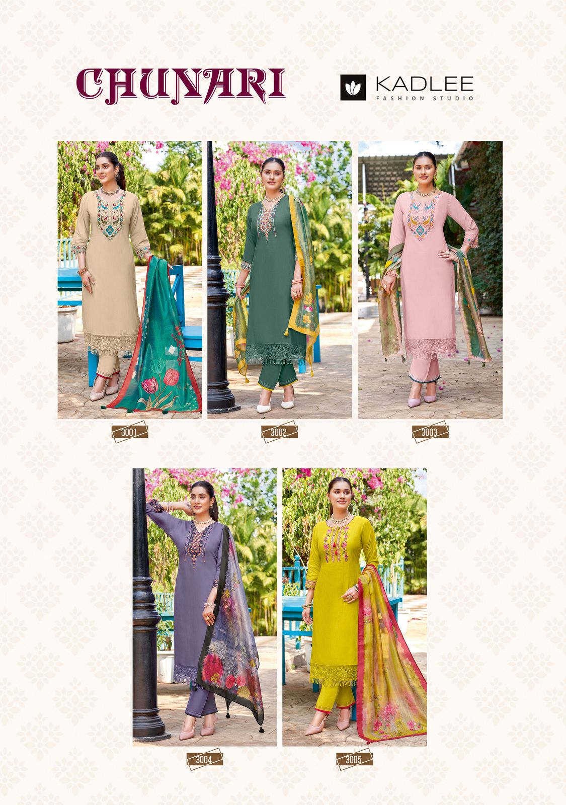 Chunari Kadlee Rayon Slub Readymade Pant Style Suits Manufacturer Gujarat
