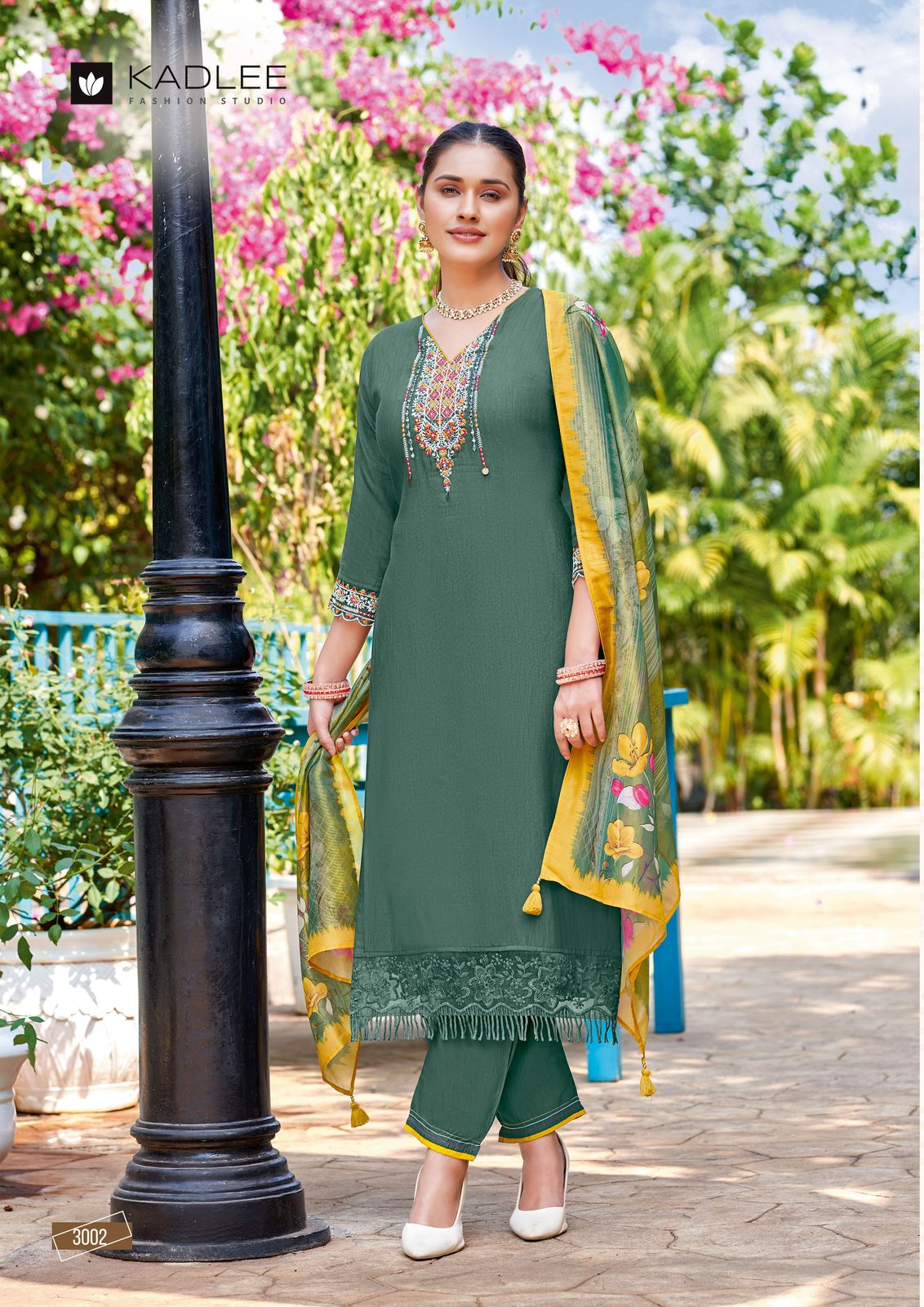 Chunari Kadlee Rayon Slub Readymade Pant Style Suits Manufacturer Gujarat