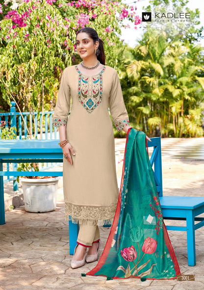 Chunari Kadlee Rayon Slub Readymade Pant Style Suits Manufacturer Gujarat