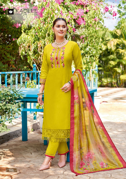 Chunari Kadlee Rayon Slub Readymade Pant Style Suits Manufacturer Gujarat