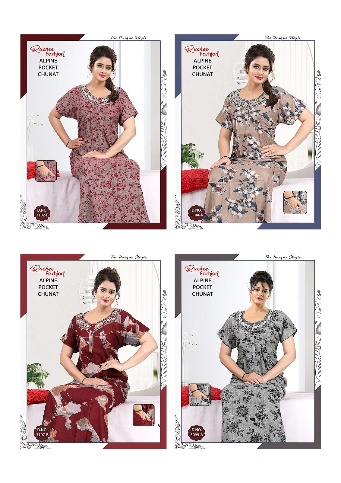 Chunat 2904 Ruchee Fashion Alpine Night Gowns Wholesale