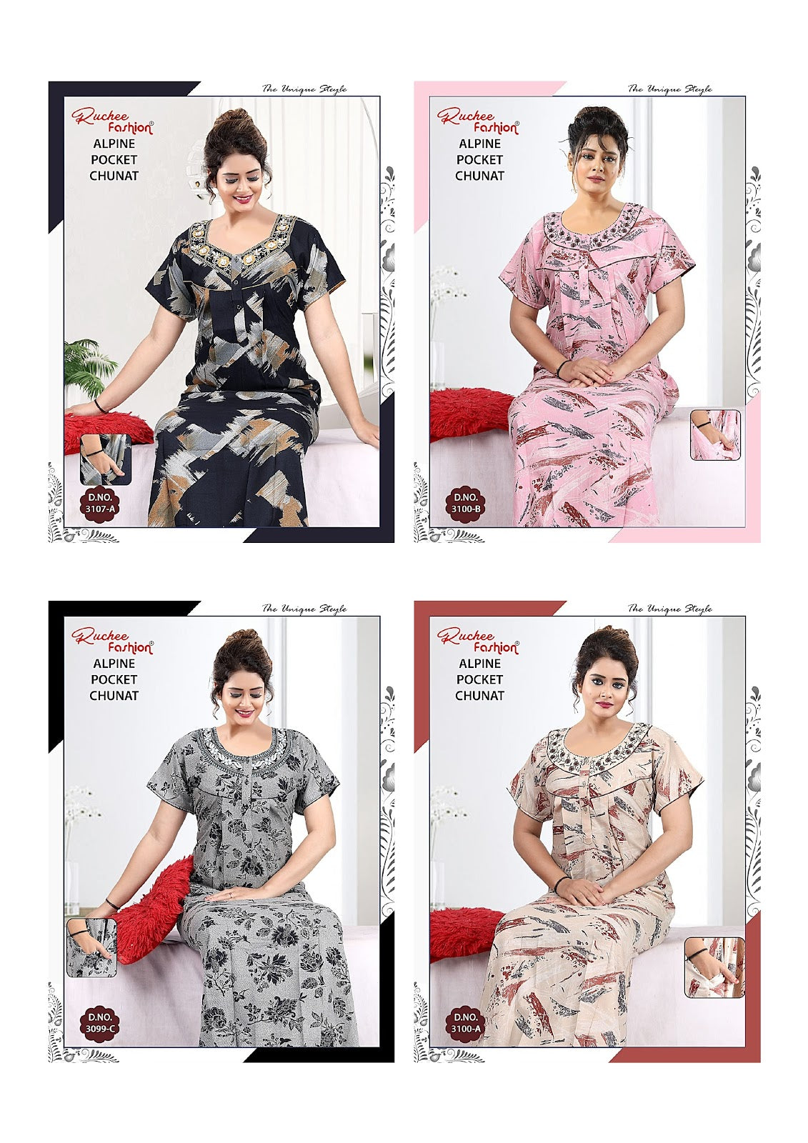 Chunat 2904 Ruchee Fashion Alpine Night Gowns Wholesale