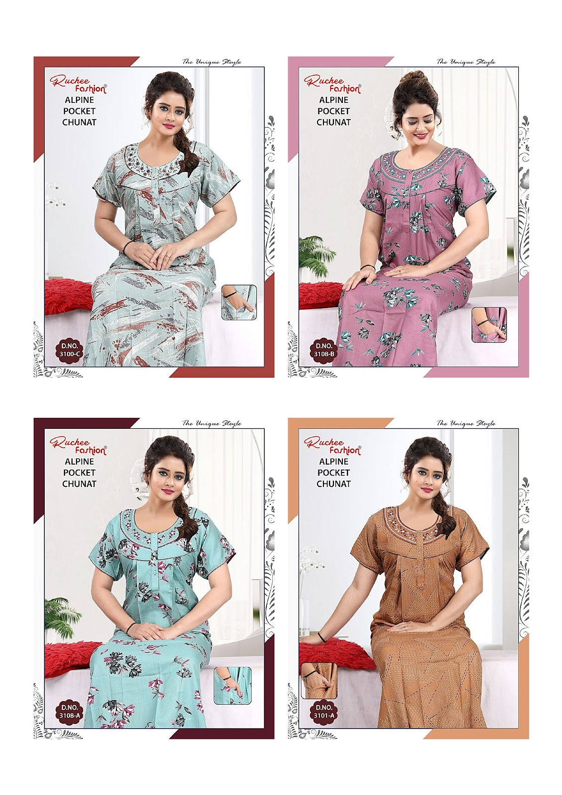 Chunat 2904 Ruchee Fashion Alpine Night Gowns Wholesale