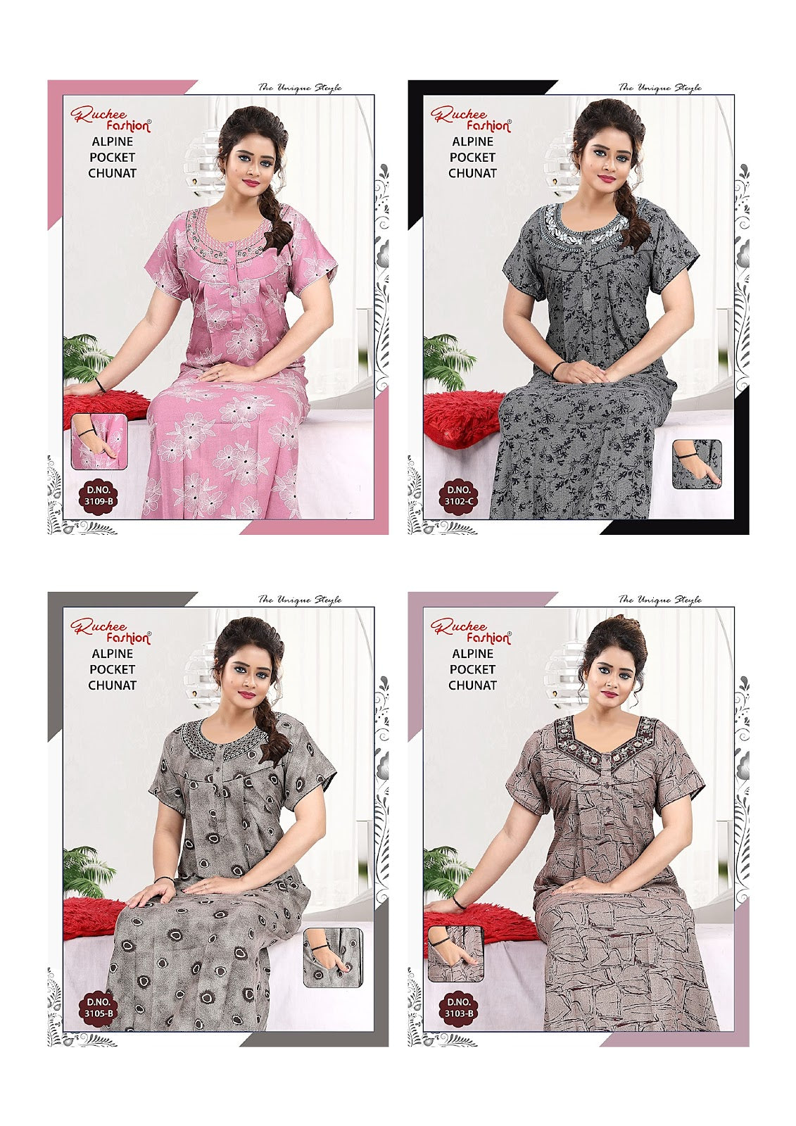 Chunat 2904 Ruchee Fashion Alpine Night Gowns Wholesale