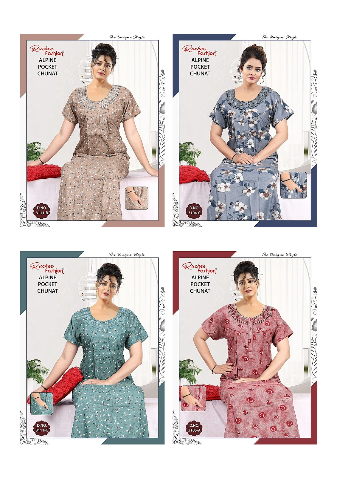 Chunat 2904 Ruchee Fashion Alpine Night Gowns Wholesale