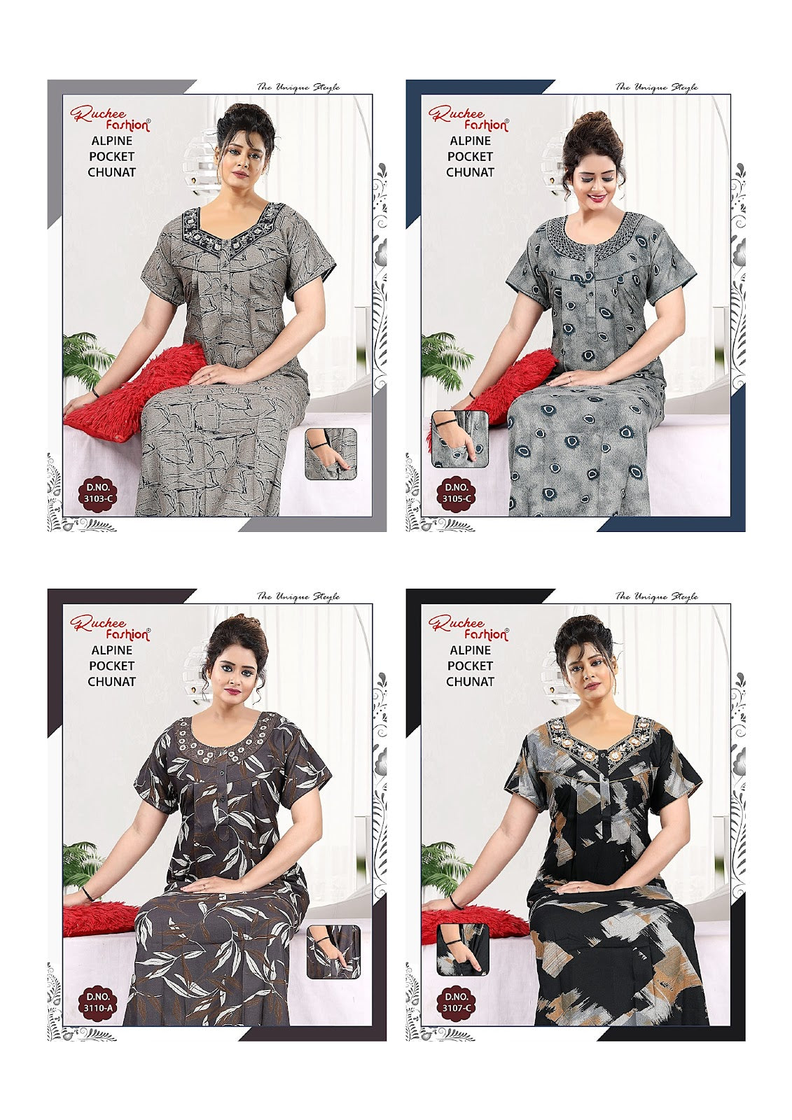 Chunat 2904 Ruchee Fashion Alpine Night Gowns Wholesale