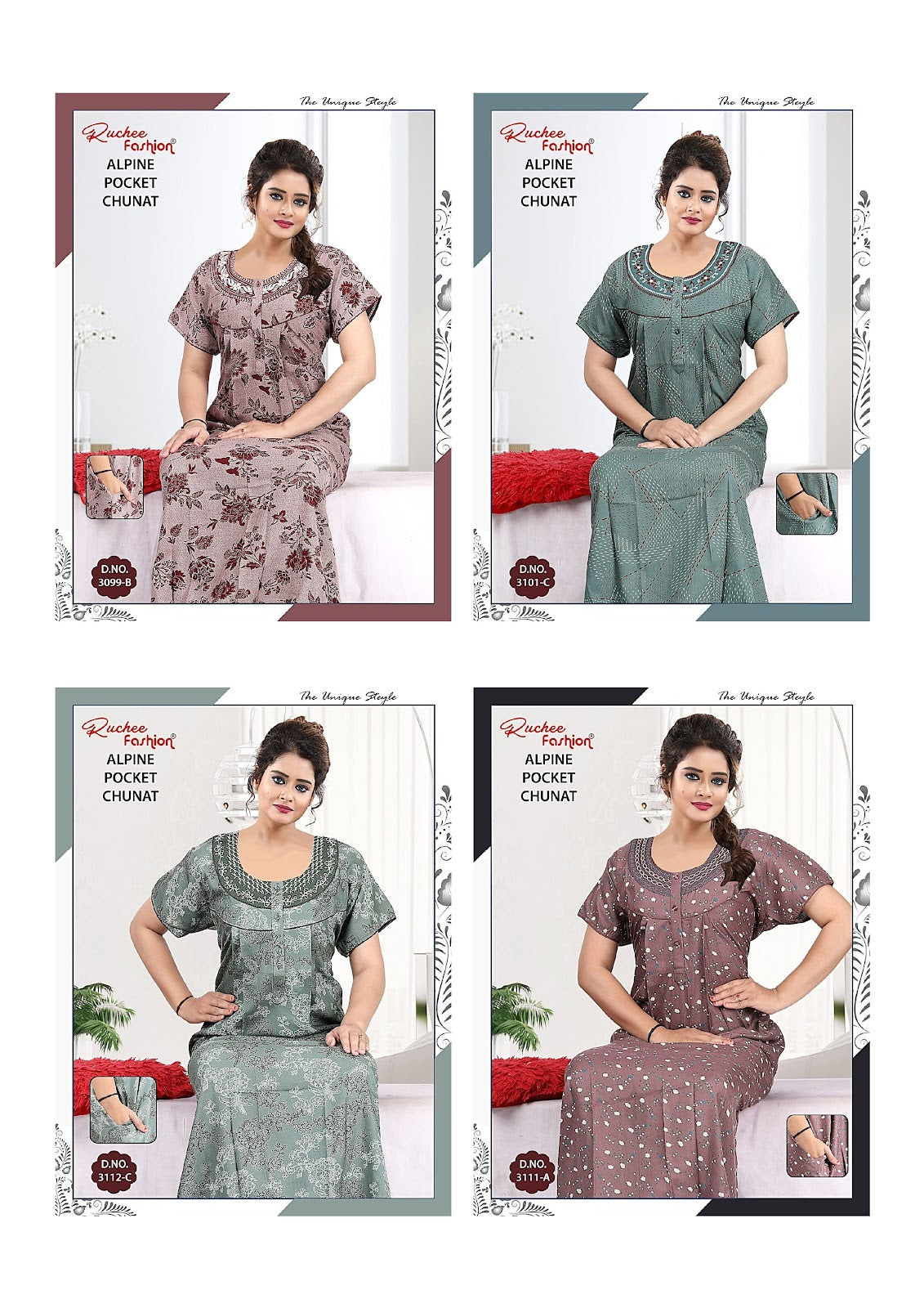 Chunat 2904 Ruchee Fashion Alpine Night Gowns Wholesale