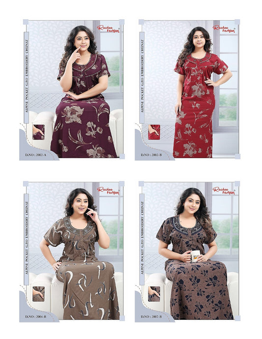 Chunat Embroidery 161025 Ruchee Fashion Alpine Night Gowns Wholesaler Gujarat
