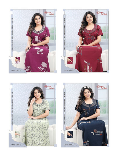 Chunat Embroidery 161025 Ruchee Fashion Alpine Night Gowns Wholesaler Gujarat