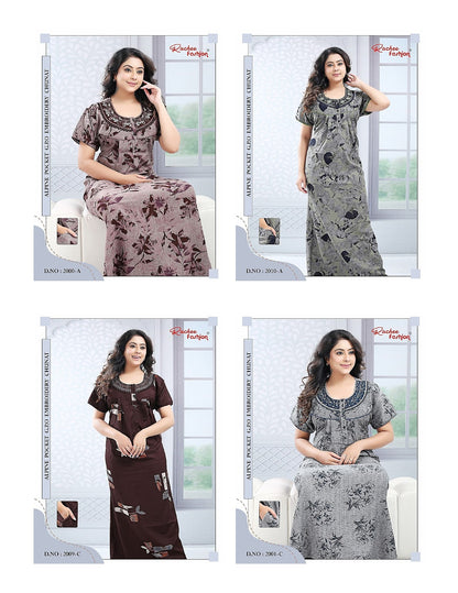 Chunat Embroidery 161025 Ruchee Fashion Alpine Night Gowns Wholesaler Gujarat