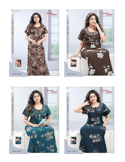 Chunat Embroidery 161025 Ruchee Fashion Alpine Night Gowns Wholesaler Gujarat