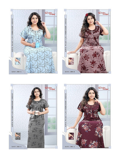 Chunat Embroidery 161025 Ruchee Fashion Alpine Night Gowns Wholesaler Gujarat