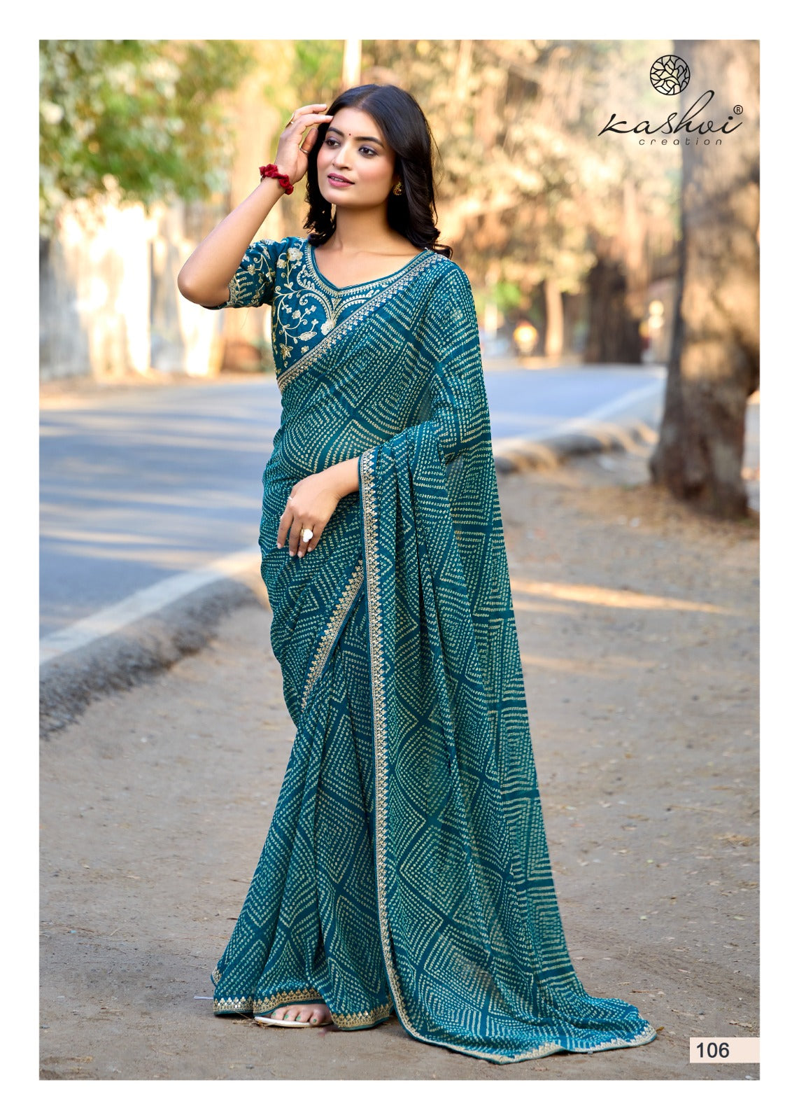 Chuneri Vol 1 Kashvi Creation Mono Georgette Sarees Wholesale