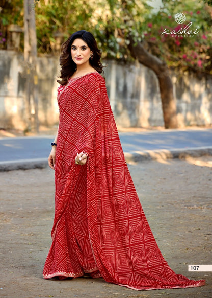 Chuneri Vol 1 Kashvi Creation Mono Georgette Sarees Wholesale