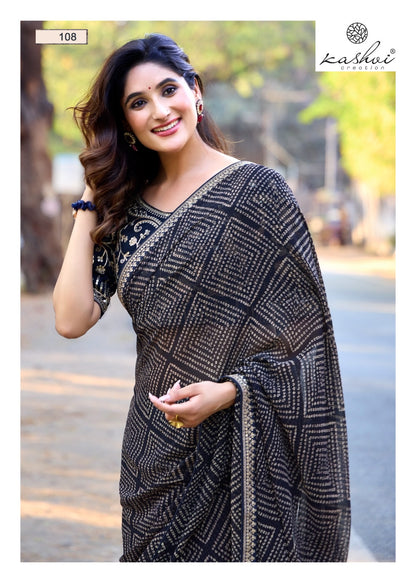 Chuneri Vol 1 Kashvi Creation Mono Georgette Sarees Wholesale