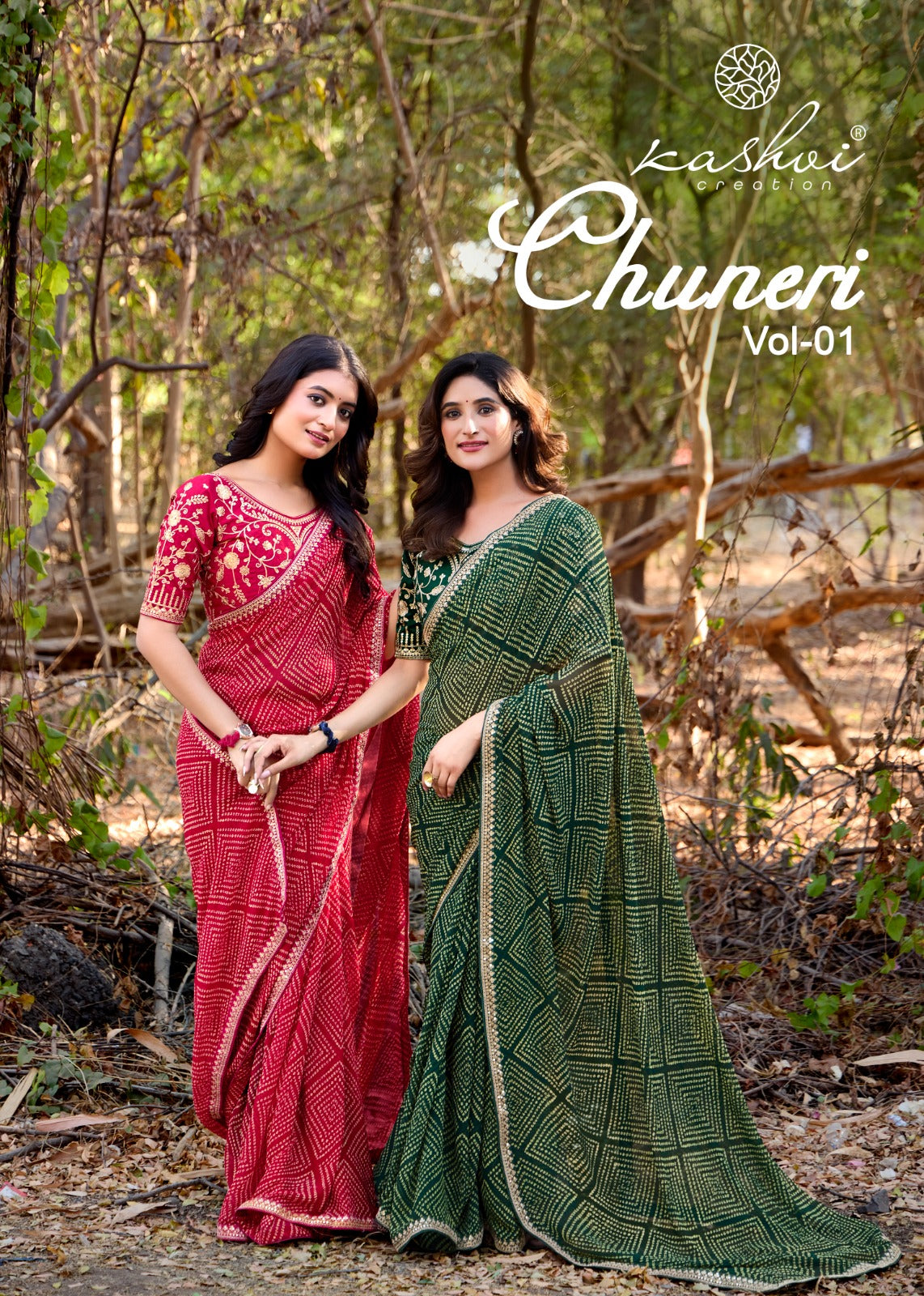 Chuneri Vol 1 Kashvi Creation Mono Georgette Sarees Wholesale