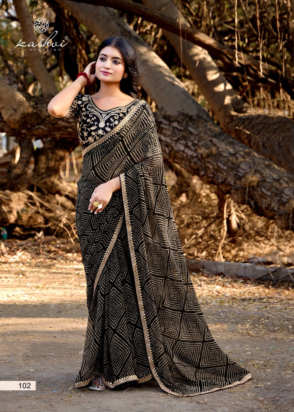 Chuneri Vol 1 Kashvi Creation Mono Georgette Sarees Wholesale