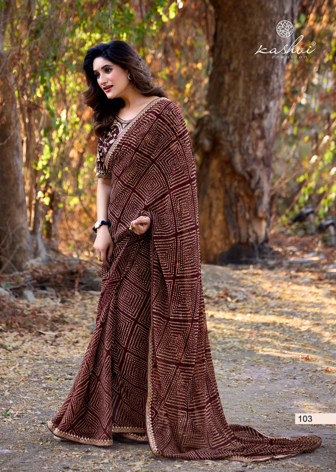 Chuneri Vol 1 Kashvi Creation Mono Georgette Sarees Wholesale