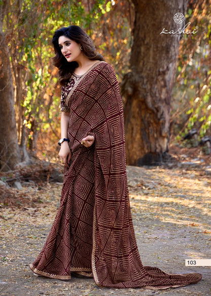 Chuneri Vol 1 Kashvi Creation Mono Georgette Sarees Wholesale