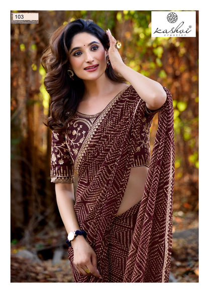 Chuneri Vol 1 Kashvi Creation Mono Georgette Sarees Wholesale