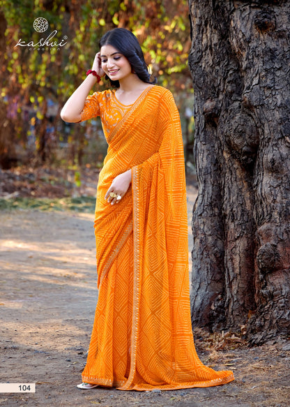 Chuneri Vol 1 Kashvi Creation Mono Georgette Sarees Wholesale