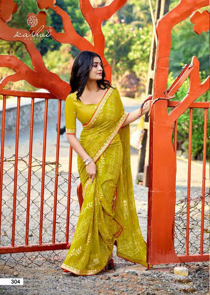 Chuneri Vol 3 Kashvi Creation Mono Georgette Sarees Manufacturer
