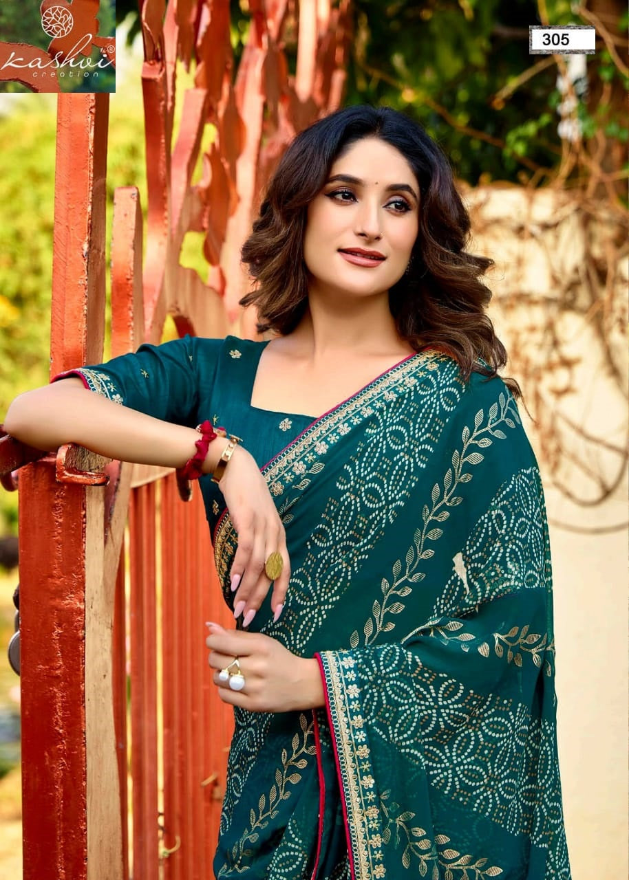 Chuneri Vol 3 Kashvi Creation Mono Georgette Sarees Manufacturer