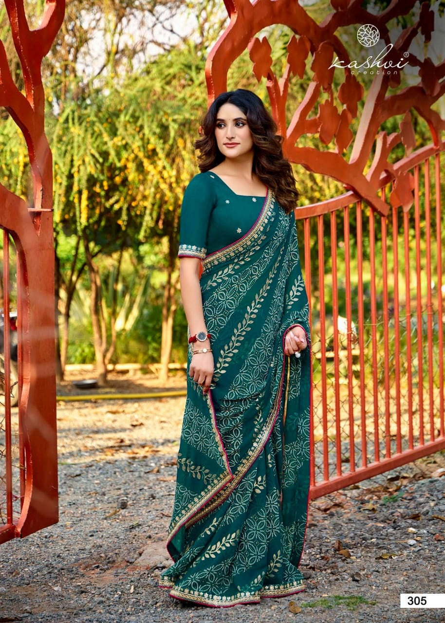 Chuneri Vol 3 Kashvi Creation Mono Georgette Sarees Manufacturer