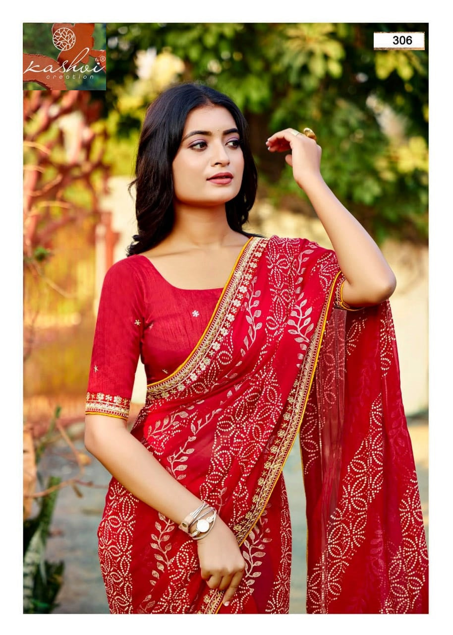 Chuneri Vol 3 Kashvi Creation Mono Georgette Sarees Manufacturer
