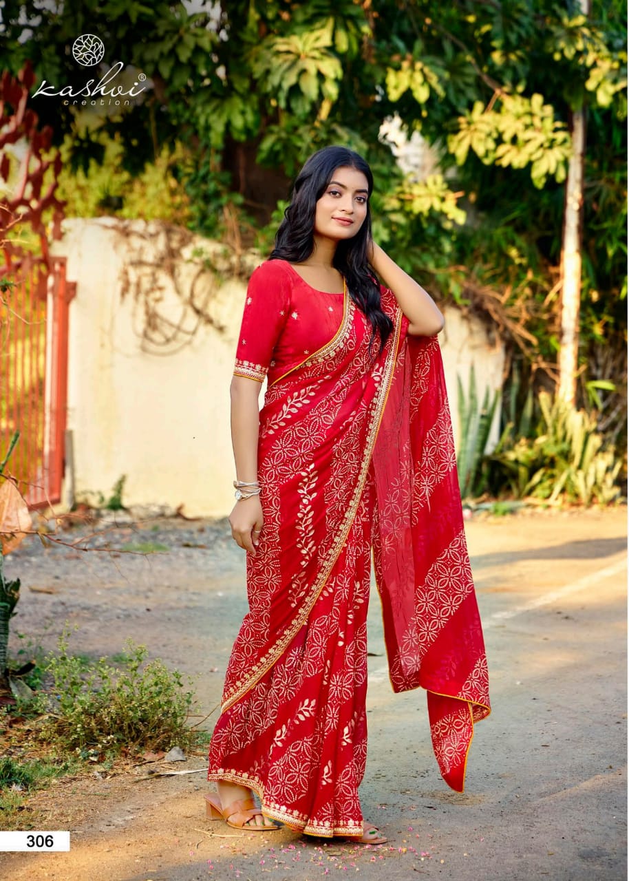 Chuneri Vol 3 Kashvi Creation Mono Georgette Sarees Manufacturer