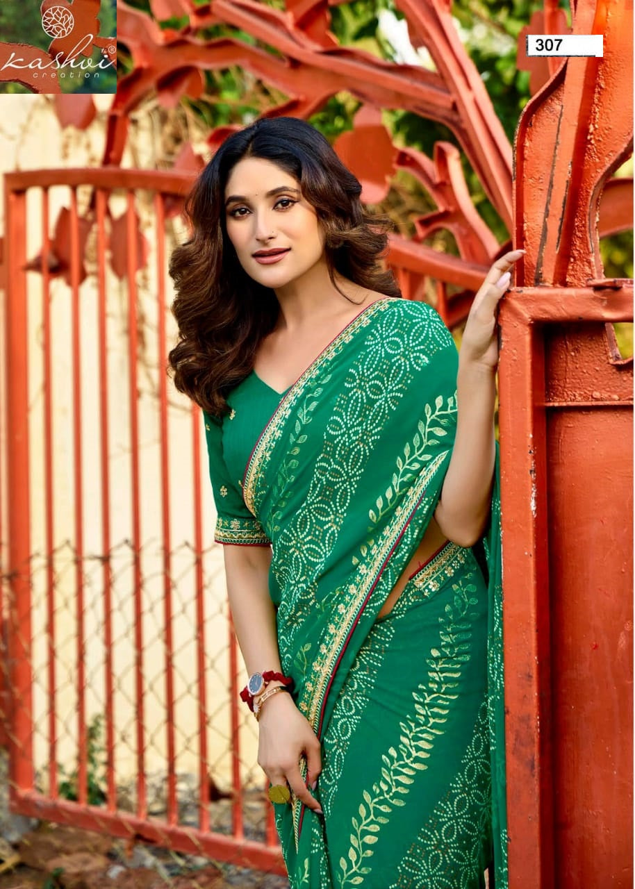 Chuneri Vol 3 Kashvi Creation Mono Georgette Sarees Manufacturer