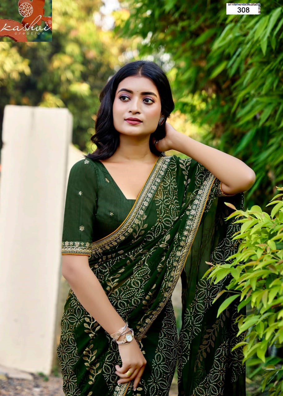 Chuneri Vol 3 Kashvi Creation Mono Georgette Sarees Manufacturer