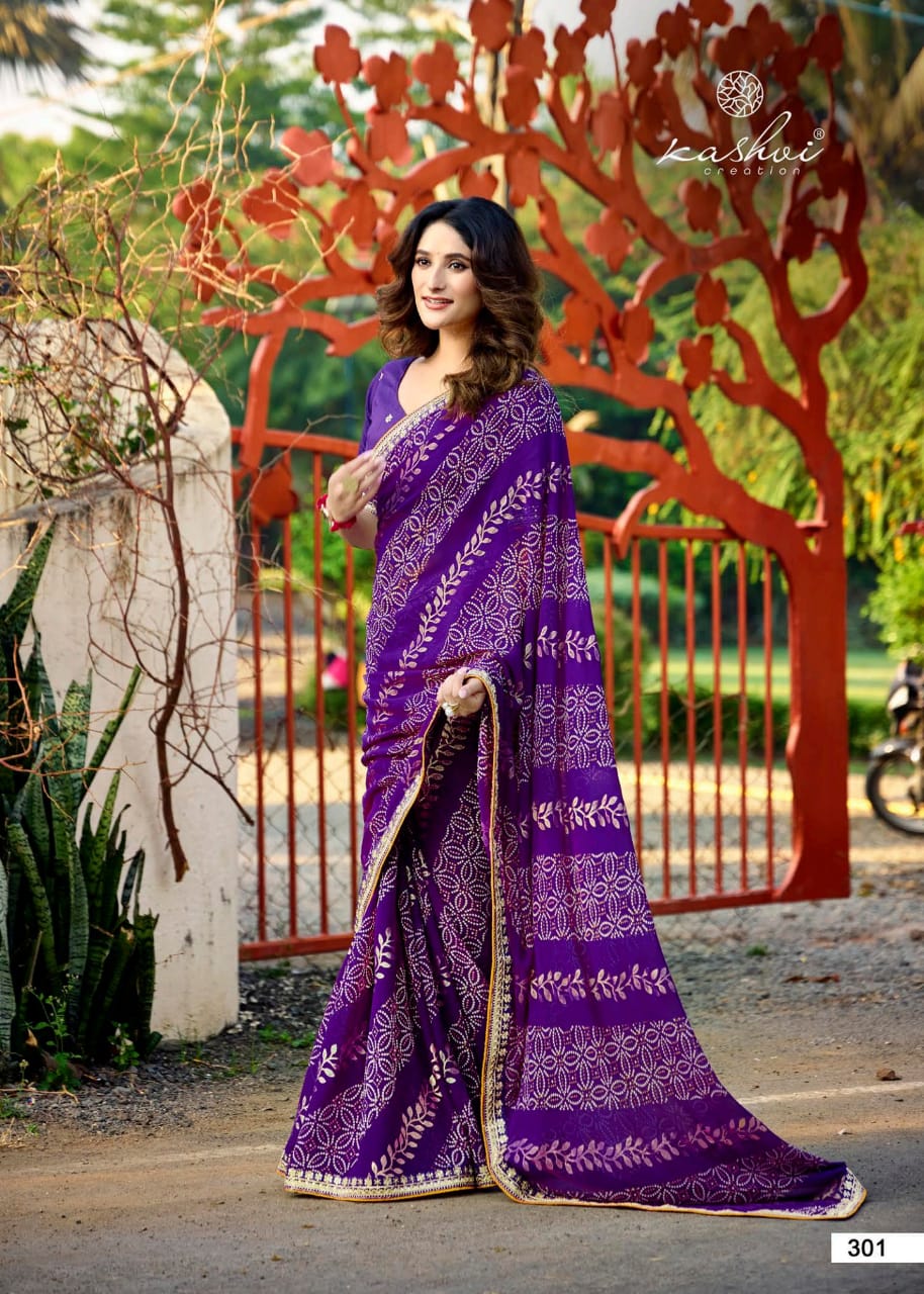Chuneri Vol 3 Kashvi Creation Mono Georgette Sarees Manufacturer