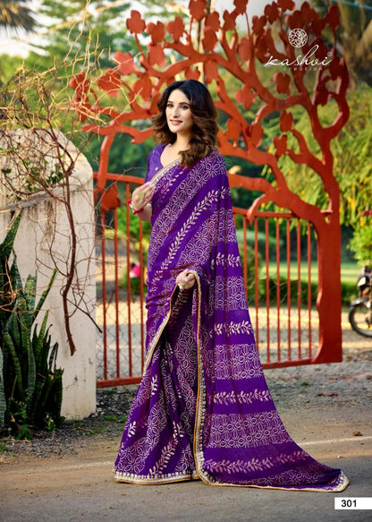 Chuneri Vol 3 Kashvi Creation Mono Georgette Sarees Manufacturer