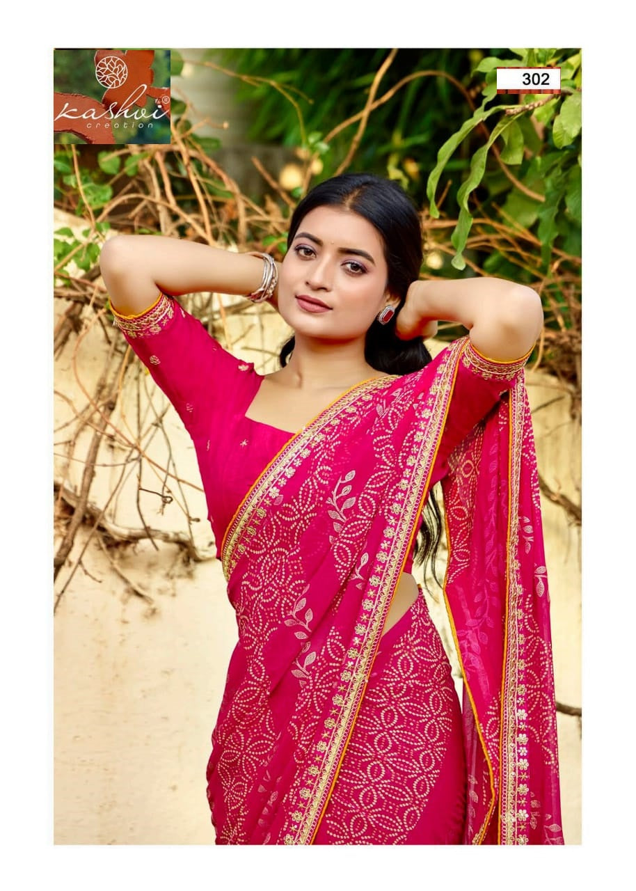 Chuneri Vol 3 Kashvi Creation Mono Georgette Sarees Manufacturer