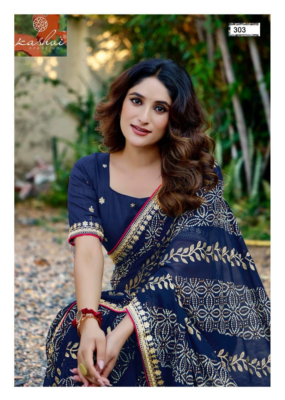 Chuneri Vol 3 Kashvi Creation Mono Georgette Sarees Manufacturer