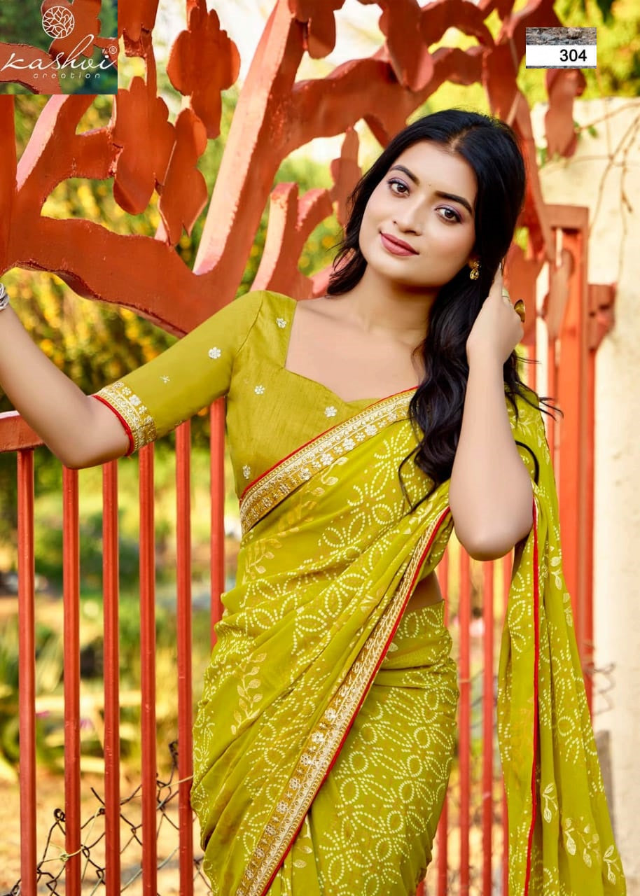 Chuneri Vol 3 Kashvi Creation Mono Georgette Sarees Manufacturer