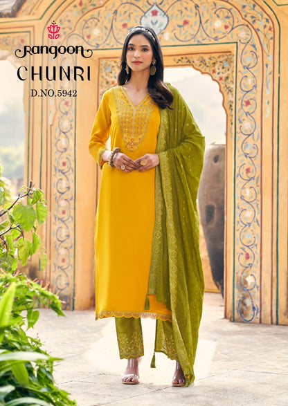 Chunri Rangoon Viscose Readymade Pant Style Suits Manufacturer Gujarat