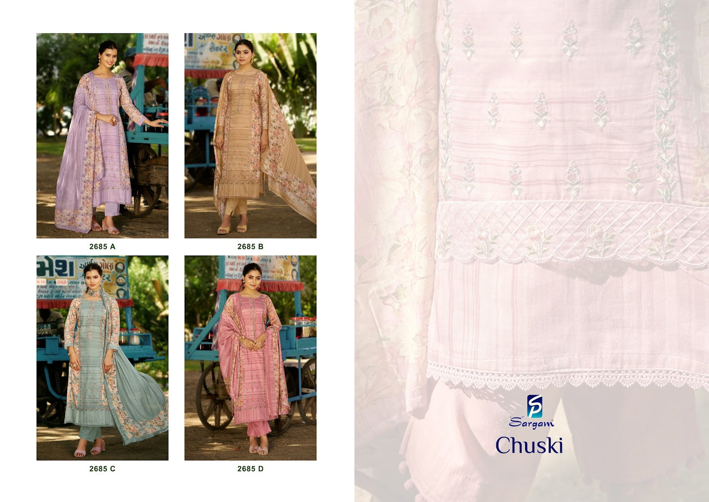 Chuski Sargam Prints Pure Jam Pant Style Suits Wholesale Price