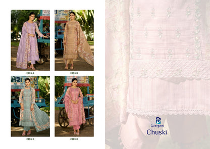 Chuski Sargam Prints Pure Jam Pant Style Suits Wholesale Price