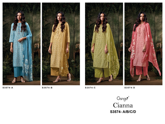 Cianna 3574 Ganga Premium Cotton Plazzo Style Suits Wholesale Price