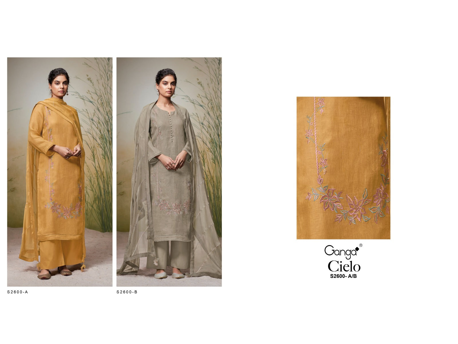 Cielo 2600 Ganga Linen Plazzo Style Suits Wholesale Rate