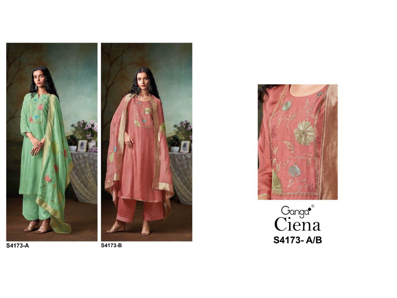 Ciena 4173 Ganga Pure Bemberg Pant Style Suits Exporter Ahmedabad