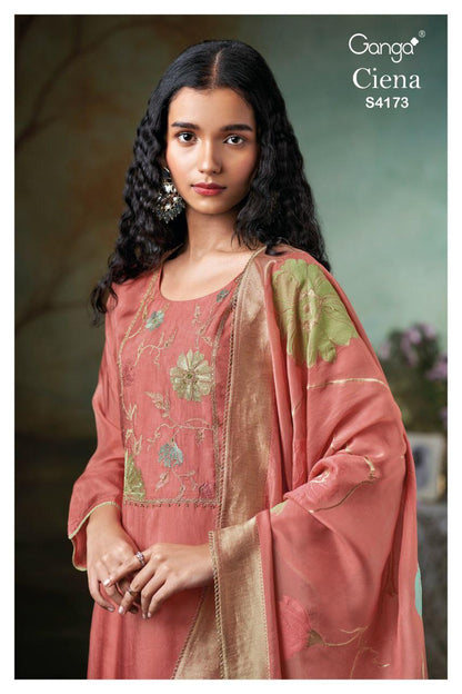 Ciena 4173 Ganga Pure Bemberg Pant Style Suits Exporter Ahmedabad