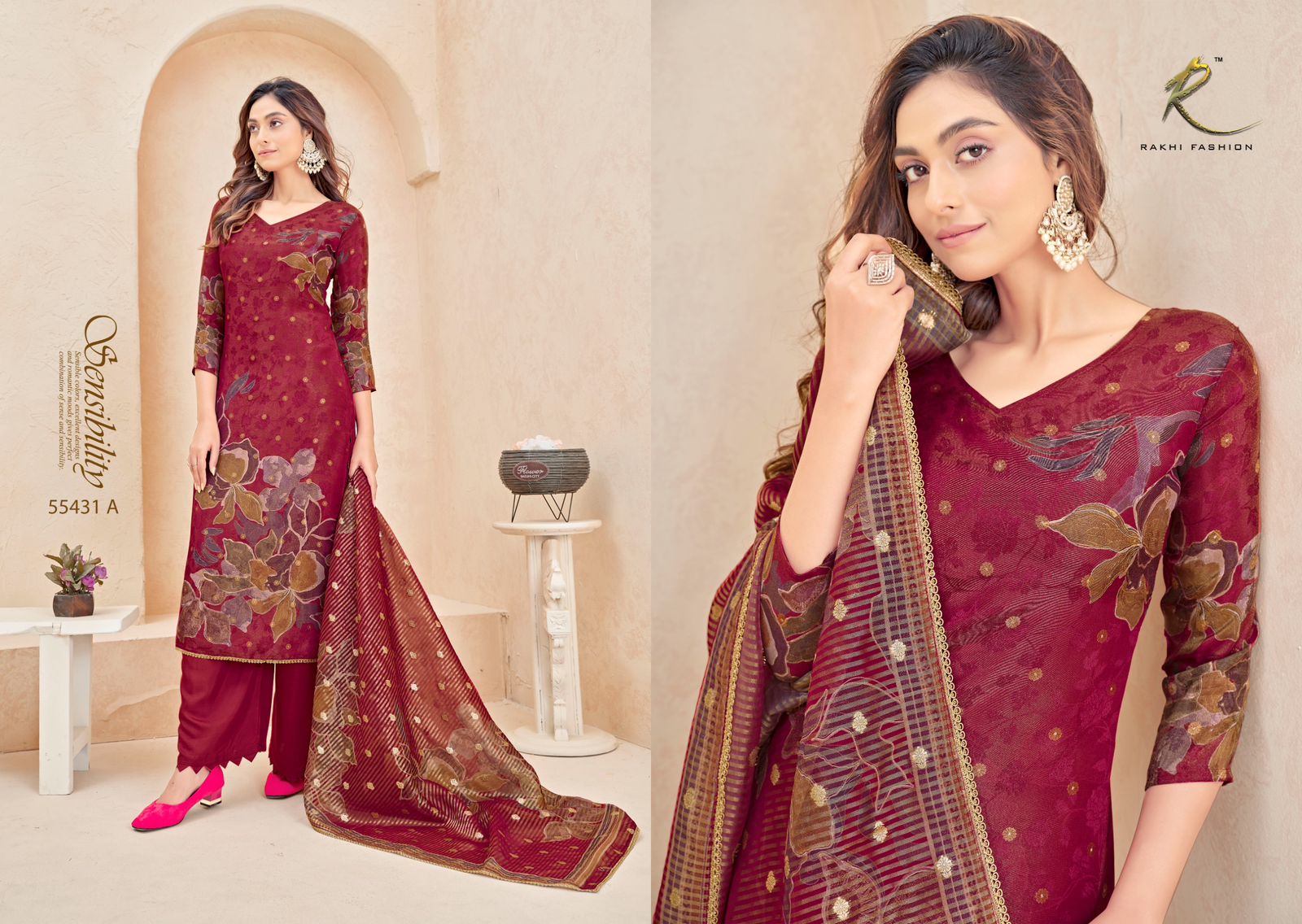 Cinderella Closet Rakhi Fashion Jacquard Pant Style Suits Exporter